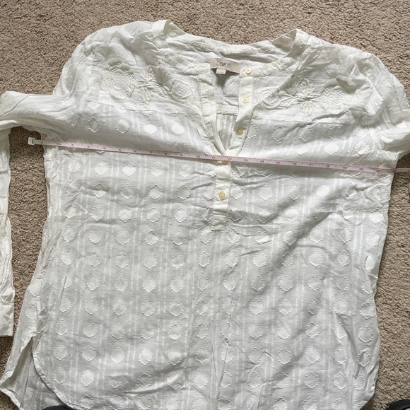 LOFT Ivory Textured Button-Up Top - Picture 3 of 3